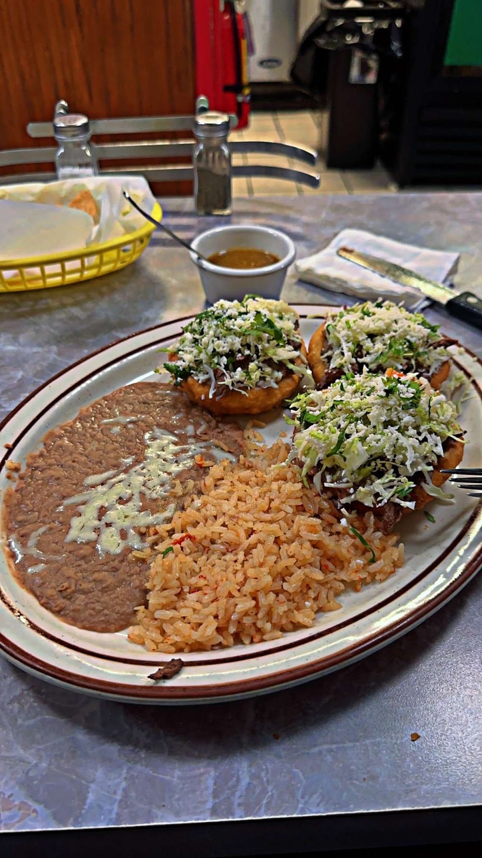 Menu page showing Mexican dishes and soups.